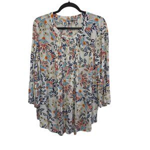 Daniel Rainn Womens 1X  Koda split-neck Floral Blouse. 2270